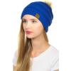 imageCC Hat43 Thick Warm Cap Hat Skully Faux Fur Pom Pom Cable Knit Beanie 2 PackRoyal