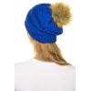 imageCC Hat43 Thick Warm Cap Hat Skully Faux Fur Pom Pom Cable Knit Beanie 2 PackRoyal