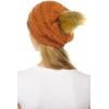 imageCC Hat43 Thick Warm Cap Hat Skully Faux Fur Pom Pom Cable Knit Beanie 2 PackRust