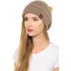 imageCC Hat43 Thick Warm Cap Hat Skully Faux Fur Pom Pom Cable Knit Beanie 2 PackTaupe