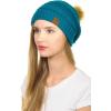 imageCC Hat43 Thick Warm Cap Hat Skully Faux Fur Pom Pom Cable Knit Beanie 2 PackTeal