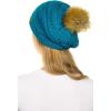 imageCC Hat43 Thick Warm Cap Hat Skully Faux Fur Pom Pom Cable Knit Beanie 2 PackTeal