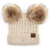 imageCC Hatsandscarf Exclusives Cable Knit Double Pom Winter Beanie HAT2055HAT23Beigenatural Pom
