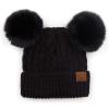imageCC Hatsandscarf Exclusives Cable Knit Double Pom Winter Beanie HAT2055HAT23Blackcolor Natural Pom