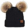 imageCC Hatsandscarf Exclusives Cable Knit Double Pom Winter Beanie HAT2055HAT23Blacknatural Pom