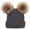 imageCC Hatsandscarf Exclusives Cable Knit Double Pom Winter Beanie HAT2055HAT23Dk Mel Greynatural Pom