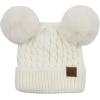 imageCC Hatsandscarf Exclusives Cable Knit Double Pom Winter Beanie HAT2055HAT23Ivorycolor Natural Pom