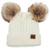 imageCC Hatsandscarf Exclusives Cable Knit Double Pom Winter Beanie HAT2055HAT23Ivorynatural Pom