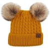imageCC Hatsandscarf Exclusives Cable Knit Double Pom Winter Beanie HAT2055HAT23Mustardnatural Pom