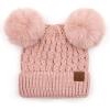 imageCC Hatsandscarf Exclusives Cable Knit Double Pom Winter Beanie HAT2055HAT23Rosecolor Natural Pom