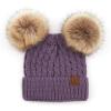 imageCC Hatsandscarf Exclusives Cable Knit Double Pom Winter Beanie HAT2055HAT23Violetnatural Pom