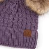 imageCC Hatsandscarf Exclusives Cable Knit Double Pom Winter Beanie HAT2055HAT23Violetnatural Pom