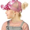 imageCC Kids 25 Ponytail Messy Buns Ponycaps Baseball Visor Cap HatCriss Cross Distressed Camo Pink