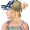 imageCC Kids 25 Ponytail Messy Buns Ponycaps Baseball Visor Cap HatCriss Cross Tie Dye Usa Stars Navy