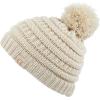 imageCC Kids Beanie Ages 25 Warm Chunky Stretchy Knit Slouch Beanie Skull Kids Hat with PomBeige