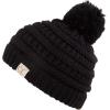 imageCC Kids Beanie Ages 25 Warm Chunky Stretchy Knit Slouch Beanie Skull Kids Hat with PomBlack