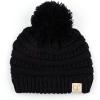 imageCC Kids Beanie Ages 25 Warm Chunky Stretchy Knit Slouch Beanie Skull Kids Hat with PomBlack