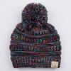 imageCC Kids Beanie Ages 25 Warm Chunky Stretchy Knit Slouch Beanie Skull Kids Hat with PomBlackmulti Mix