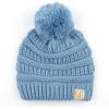 imageCC Kids Beanie Ages 25 Warm Chunky Stretchy Knit Slouch Beanie Skull Kids Hat with PomDenim