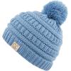 imageCC Kids Beanie Ages 25 Warm Chunky Stretchy Knit Slouch Beanie Skull Kids Hat with PomDenim