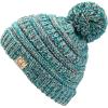 imageCC Kids Beanie Ages 25 Warm Chunky Stretchy Knit Slouch Beanie Skull Kids Hat with PomGreen Mix