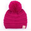 imageCC Kids Beanie Ages 25 Warm Chunky Stretchy Knit Slouch Beanie Skull Kids Hat with PomHot Pink