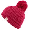 imageCC Kids Beanie Ages 25 Warm Chunky Stretchy Knit Slouch Beanie Skull Kids Hat with PomHot Pink