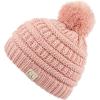 imageCC Kids Beanie Ages 25 Warm Chunky Stretchy Knit Slouch Beanie Skull Kids Hat with PomIndi Pink