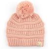 imageCC Kids Beanie Ages 25 Warm Chunky Stretchy Knit Slouch Beanie Skull Kids Hat with PomIndi Pink