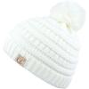 imageCC Kids Beanie Ages 25 Warm Chunky Stretchy Knit Slouch Beanie Skull Kids Hat with PomIvory