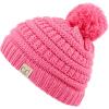 imageCC Kids Beanie Ages 25 Warm Chunky Stretchy Knit Slouch Beanie Skull Kids Hat with PomNew Candy Pink
