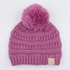 imageCC Kids Beanie Ages 25 Warm Chunky Stretchy Knit Slouch Beanie Skull Kids Hat with PomNew Lavender