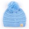 imageCC Kids Beanie Ages 25 Warm Chunky Stretchy Knit Slouch Beanie Skull Kids Hat with PomPale Blue
