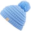 imageCC Kids Beanie Ages 25 Warm Chunky Stretchy Knit Slouch Beanie Skull Kids Hat with PomPale Blue
