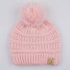 imageCC Kids Beanie Ages 25 Warm Chunky Stretchy Knit Slouch Beanie Skull Kids Hat with PomPale Pink
