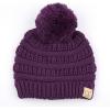imageCC Kids Beanie Ages 25 Warm Chunky Stretchy Knit Slouch Beanie Skull Kids Hat with PomPurple