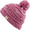 imageCC Kids Beanie Ages 25 Warm Chunky Stretchy Knit Slouch Beanie Skull Kids Hat with PomPurple Mix