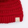 imageCC Kids Beanie Ages 25 Warm Chunky Stretchy Knit Slouch Beanie Skull Kids Hat with PomRed