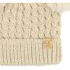 imageCC Kids Cable Knit Double Pom Beanie for Kids  Comfortable Soft Warm Children Youth Skully Hat with PomMatching Faux Fur Pom Beige