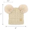 imageCC Kids Cable Knit Double Pom Beanie for Kids  Comfortable Soft Warm Children Youth Skully Hat with PomMatching Faux Fur Pom Beige