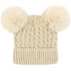 imageCC Kids Cable Knit Double Pom Beanie for Kids  Comfortable Soft Warm Children Youth Skully Hat with PomMatching Faux Fur Pom Beige