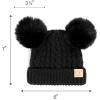 imageCC Kids Cable Knit Double Pom Beanie for Kids  Comfortable Soft Warm Children Youth Skully Hat with PomMatching Faux Fur Pom Black