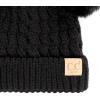 imageCC Kids Cable Knit Double Pom Beanie for Kids  Comfortable Soft Warm Children Youth Skully Hat with PomMatching Faux Fur Pom Black