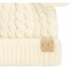 imageCC Kids Cable Knit Double Pom Beanie for Kids  Comfortable Soft Warm Children Youth Skully Hat with PomMatching Faux Fur Pom Ivory