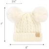 imageCC Kids Cable Knit Double Pom Beanie for Kids  Comfortable Soft Warm Children Youth Skully Hat with PomMatching Faux Fur Pom Ivory