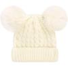 imageCC Kids Cable Knit Double Pom Beanie for Kids  Comfortable Soft Warm Children Youth Skully Hat with PomMatching Faux Fur Pom Ivory