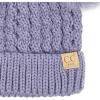imageCC Kids Cable Knit Double Pom Beanie for Kids  Comfortable Soft Warm Children Youth Skully Hat with PomMatching Faux Fur Pom Lavender