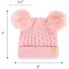 imageCC Kids Cable Knit Double Pom Beanie for Kids  Comfortable Soft Warm Children Youth Skully Hat with PomMatching Faux Fur Pom Pale Pink