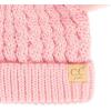 imageCC Kids Cable Knit Double Pom Beanie for Kids  Comfortable Soft Warm Children Youth Skully Hat with PomMatching Faux Fur Pom Pale Pink