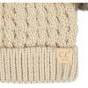 imageCC Kids Cable Knit Double Pom Beanie for Kids  Comfortable Soft Warm Children Youth Skully Hat with PomNatural Faux Fur Pom Beige